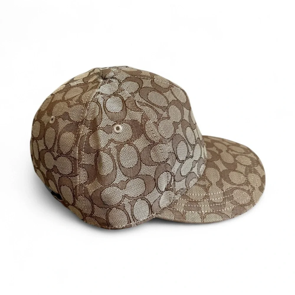 Coach‎ Signature Monogram Canvas Leather Strap Baseball Cap Hat Mens M/L